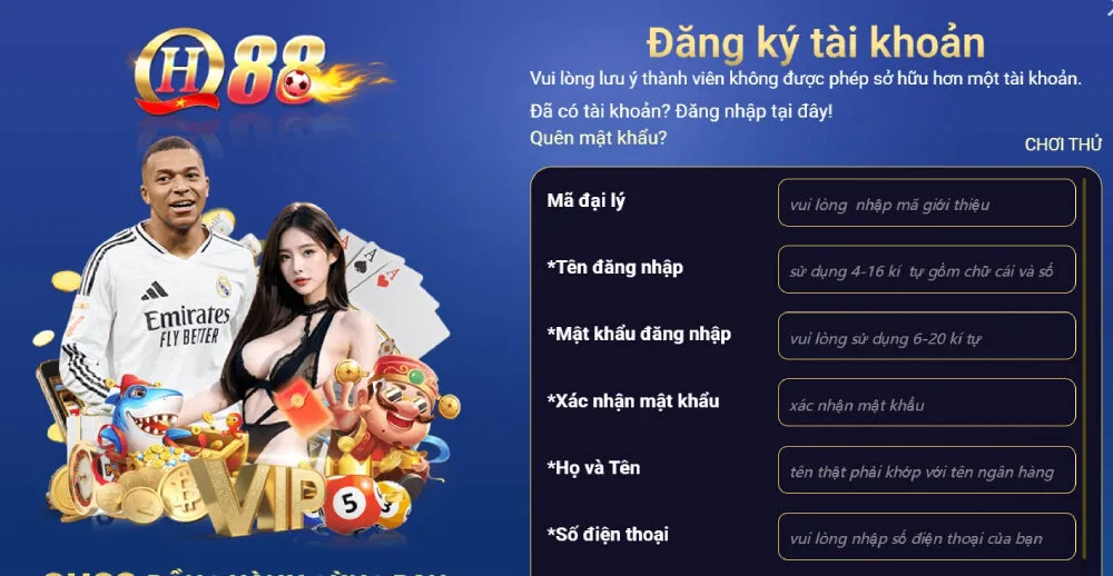 Các thông tin bắt buộc khi tham gia chơi tại QH88
