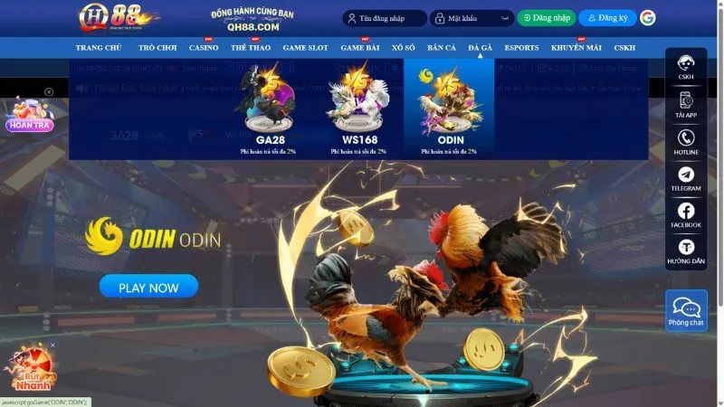 Giao diện chơi đá gà tại nhà cái QH88