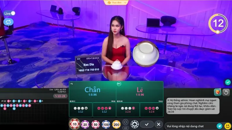 Bàn chơi live casino với dealer sắc nét, chân thực