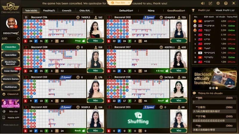 Đa dạng các thể loại live casino để trải nghiệm tại sảnh DG Live