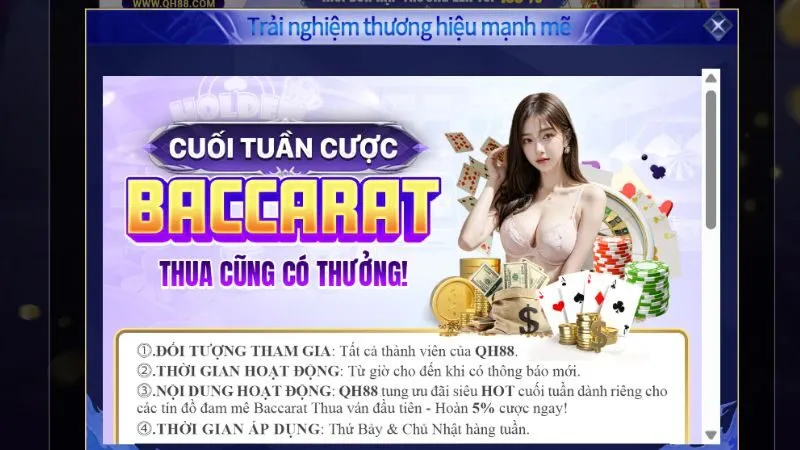 Cuối tuần chơi baccarat nhận quà từ QH88