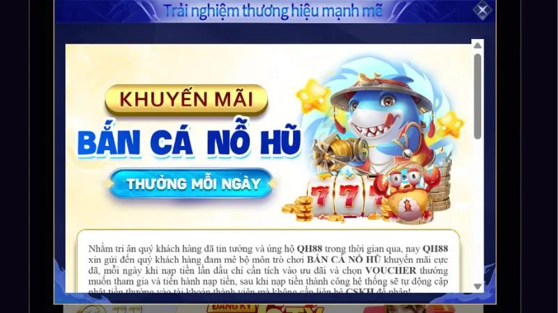 Thưởng nạp hấp dẫn khi chơi bắn cá nổ hũ tại QH88
