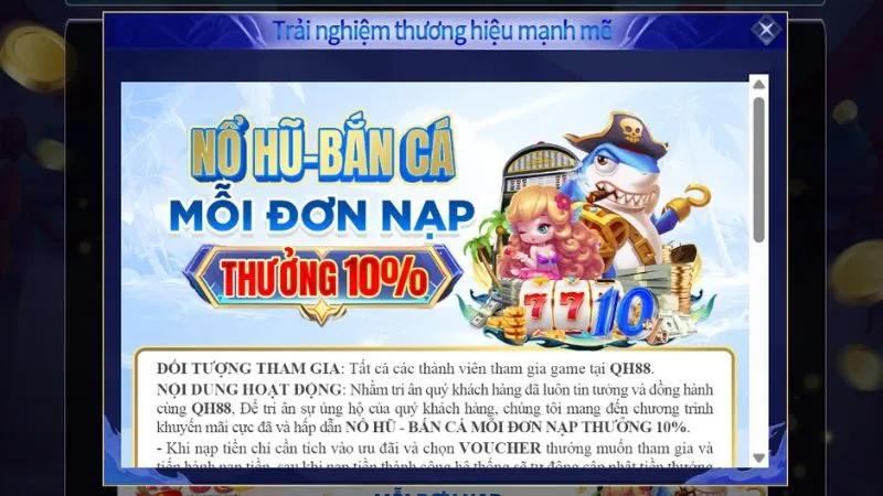 Khuyến mãi Nổ Hũ - Bắn Cá tại QH88 cực lớn khi nạp tiền