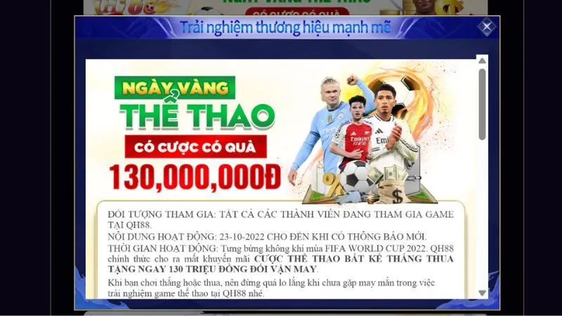 Ngày vàng thể thao tại QH88 thưởng lớn cho cược thủ