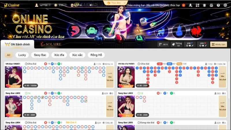 Giao diện sảnh OnSexy Casino