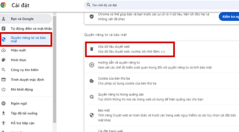 Xóa cache lịch sử truy cập tuy đơn giản nhưng hiệu quả cao